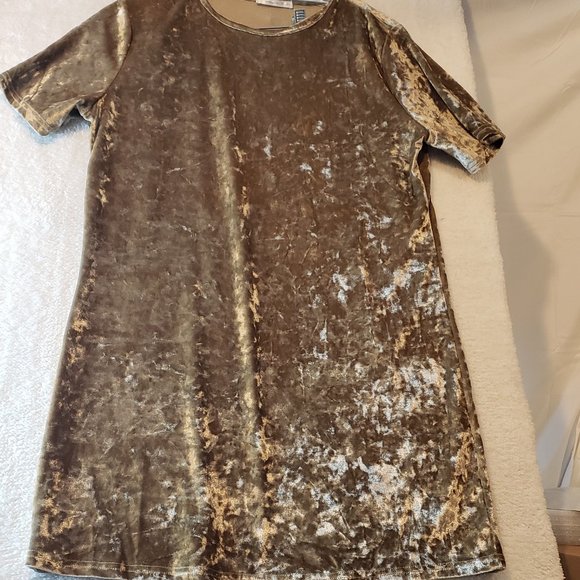 NWT R. Vivimos Crushed Gold Velvet Mini Dress Size L - Picture 5 of 5